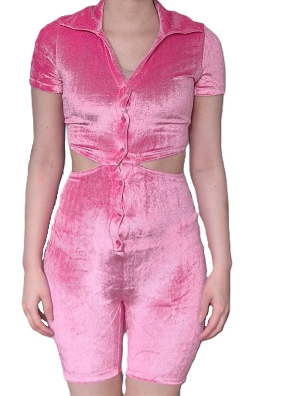 H&M Pink Velour Playsuit Romper